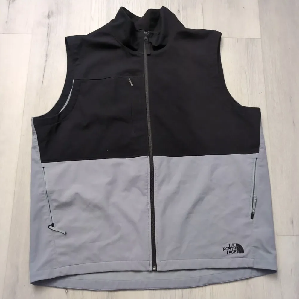 North Face Black Gray Castle Rock Soft Shell Outdoor Windwall Vest Mens 2XL